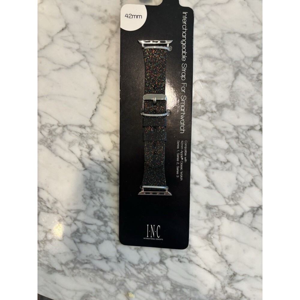 I.N.C. Women's Black‎ Rainbow Glitter 42mm Apple Watch Band Strap Wristband
